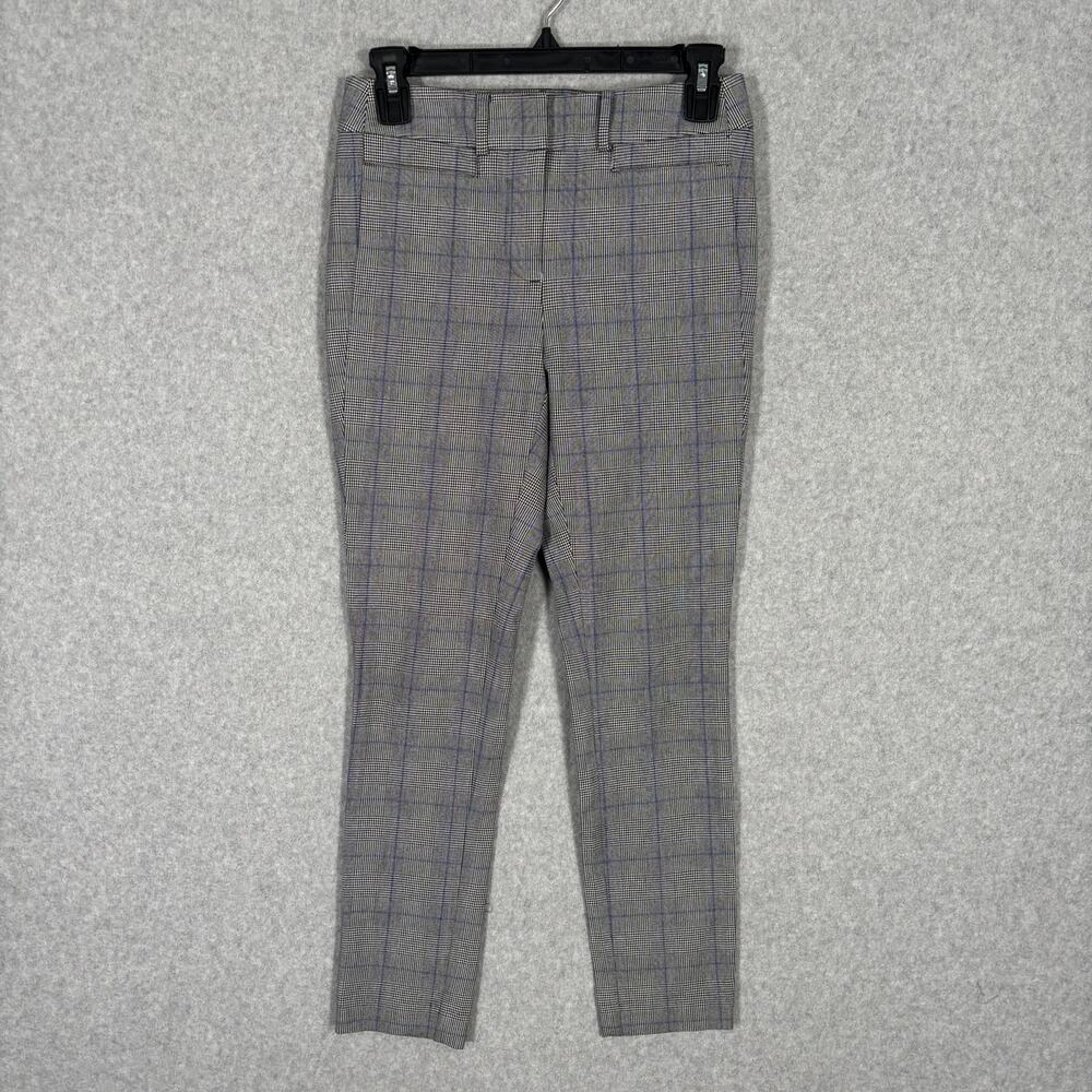 Loft Pants Womens 00P Gray Skinny Plaid Check Pixie Ankle Capsule Career Office